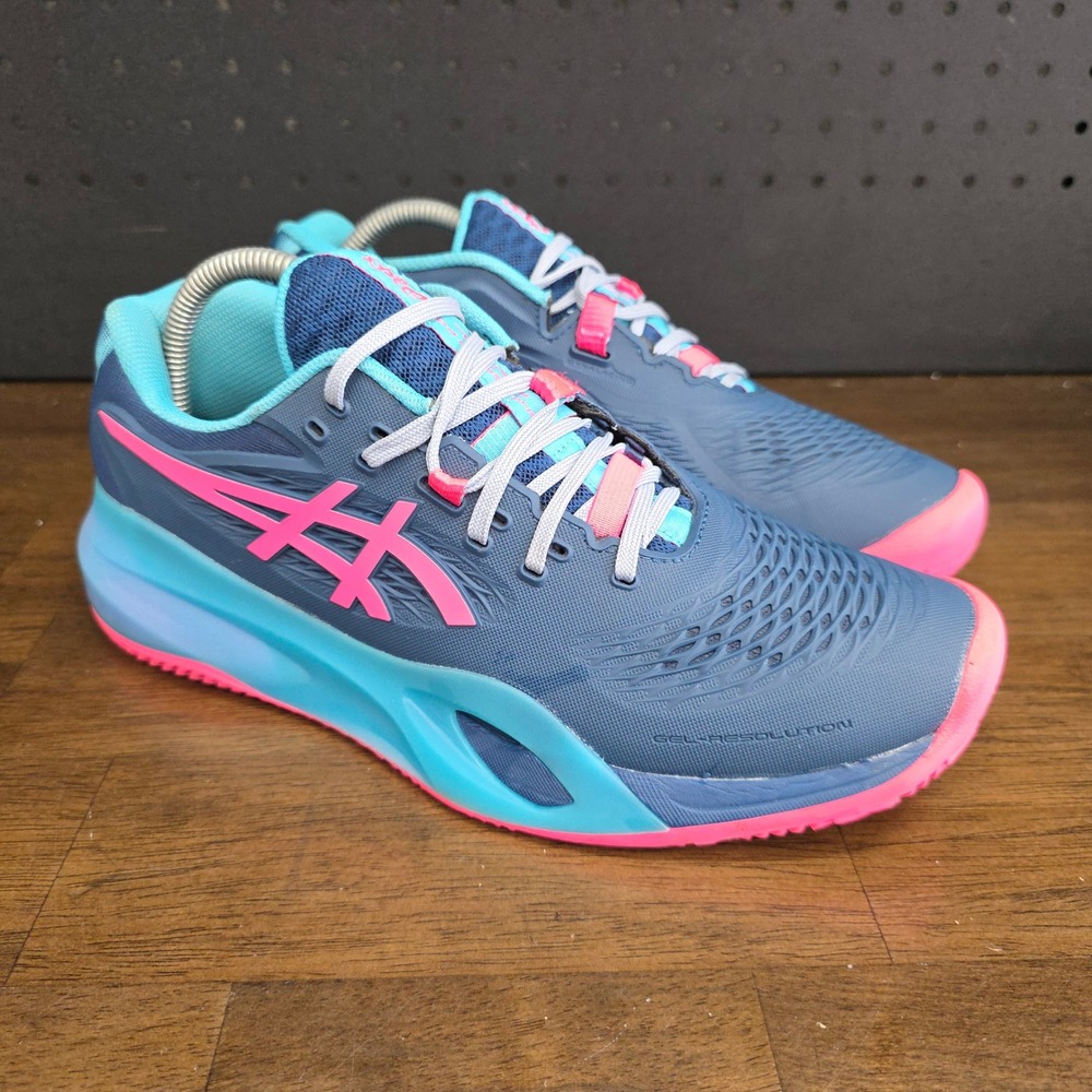 Asics Gel-Resolution 9 Padel Shoes Men 7.5 Blue Pink Tennis PickelBall 1041A492